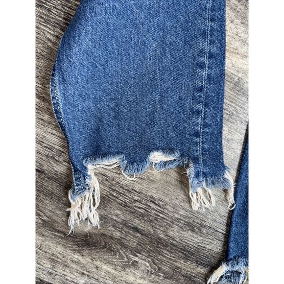 We The Free Jeans Womens Size‎ 24 Blue Denim Straight Stretch Buttonfly Frayed - Picture 7 of 11